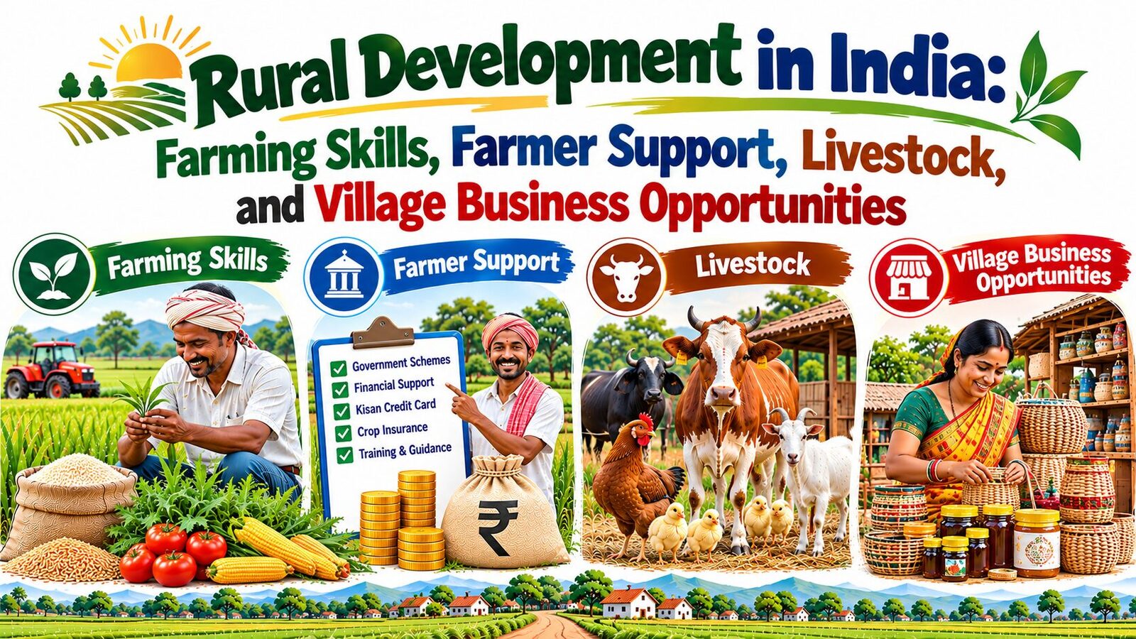 Rural Development in India: Farming Skills, Farmer Support, Livestock, and Village Business Opportunities