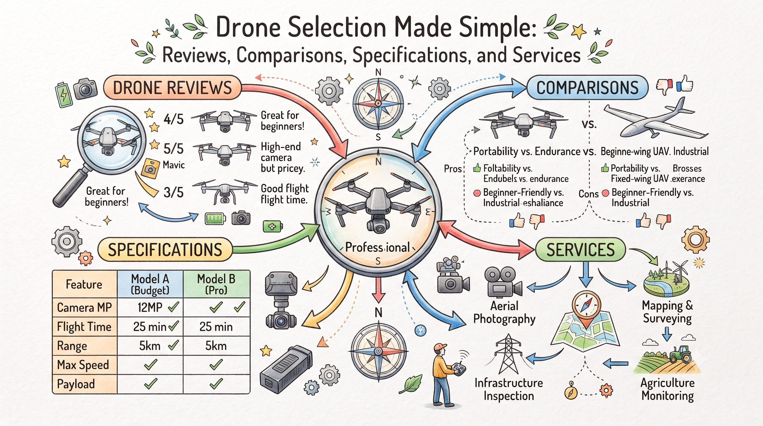 Drone Selection Made Simple: Reviews, Comparisons, Specifications, and Services