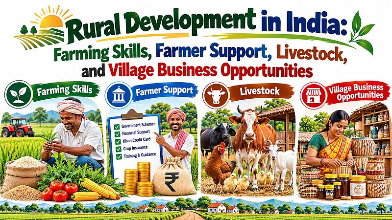 Rural Development in India: Farming Skills, Farmer Support, Livestock, and Village Business Opportunities